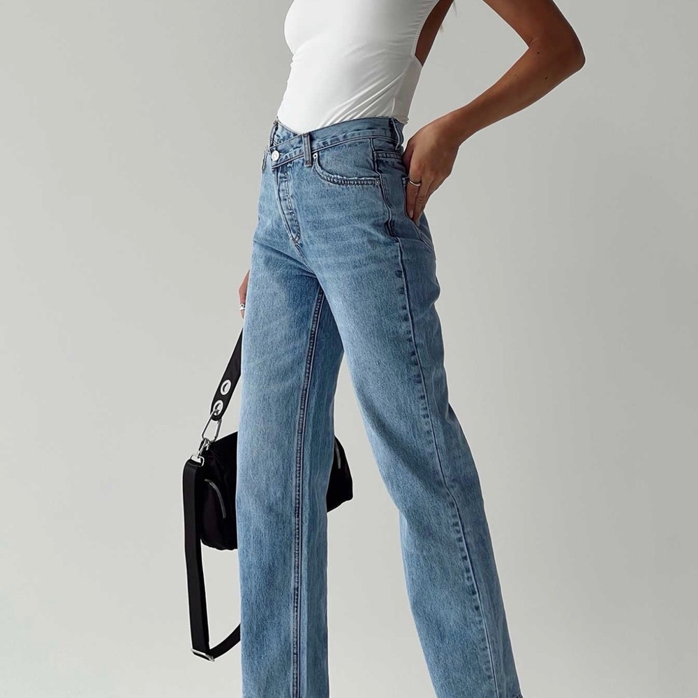 Princess Polly Mid Rise Straight Leg Asymmetric Jean